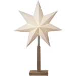 Standleuchte Stern "Karo Mini", mit Holzfuß,  E14, 25W, 55x34cm