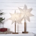 Standleuchte Stern "Karo Mini", mit Holzfuß,  E14, 25W, 55x34cm – Bild 2