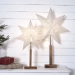 Standleuchte Stern "Karo", mit Holzfuß,  E14, 25W, 70x43cm – Bild 2