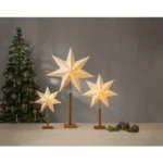 Standleuchte Stern "Karo", mit Holzfuß,  E14, 25W, 70x43cm – Bild 3
