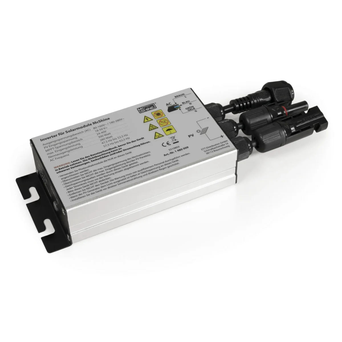Wechselrichter für Solarmodule McShine, 300W, 5m Kabel – Bild 1