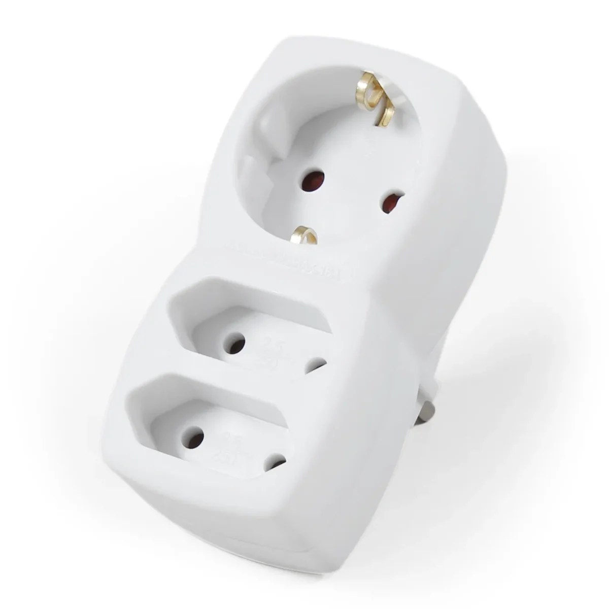 Steckdosenadapter 1x Schutzkontakt / 2x Euro, McPower, weiß – Bild 1
