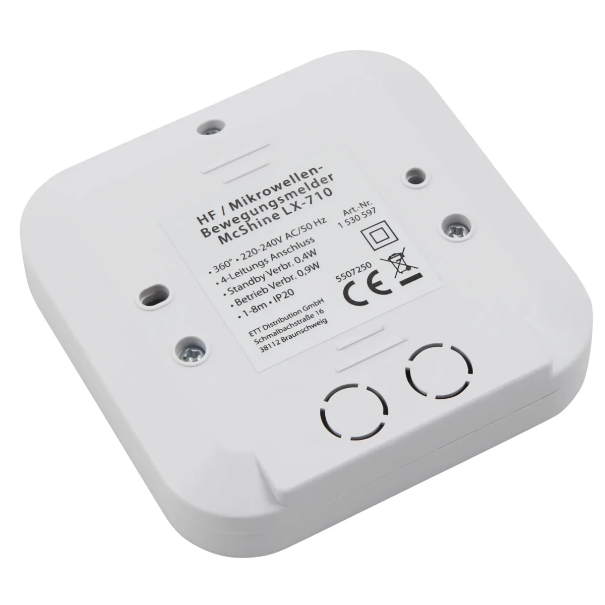 HF / Mikrowellen-Bewegungsmelder McShine "LX-710" 360°, 800W, weiß, LED geeignet – Bild 4