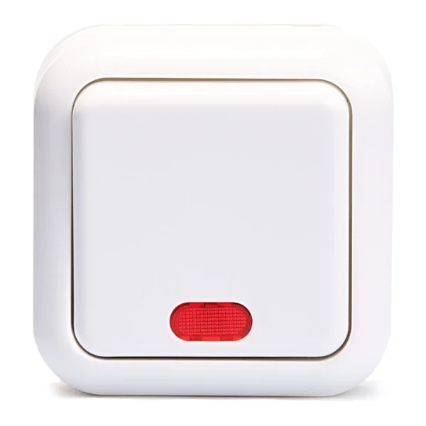 Schalter McPower "Finery", 250V/10A, AP, weiß, mit Kontrollleuchte