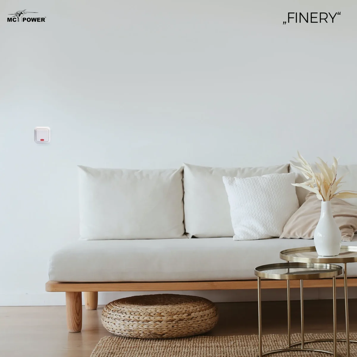Schalter McPower "Finery", 250V/10A, AP, weiß, mit Kontrollleuchte – Bild 6