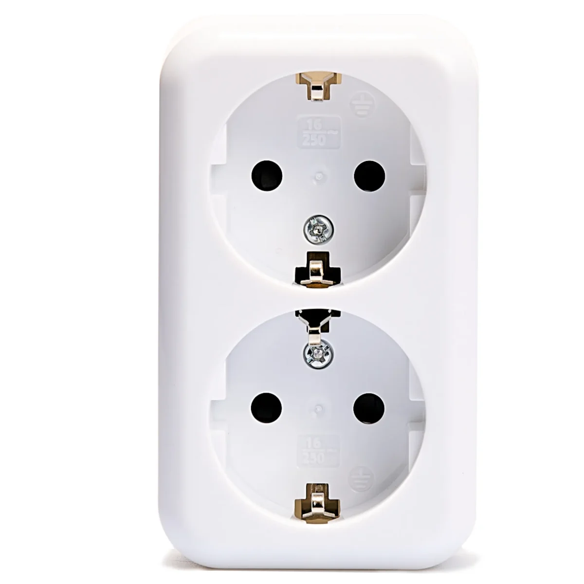 Schutzkontakt-Steckdose 2-fach McPower "Finery", 250V/16A,AP,Einsteckschutz,weiß – Bild 1