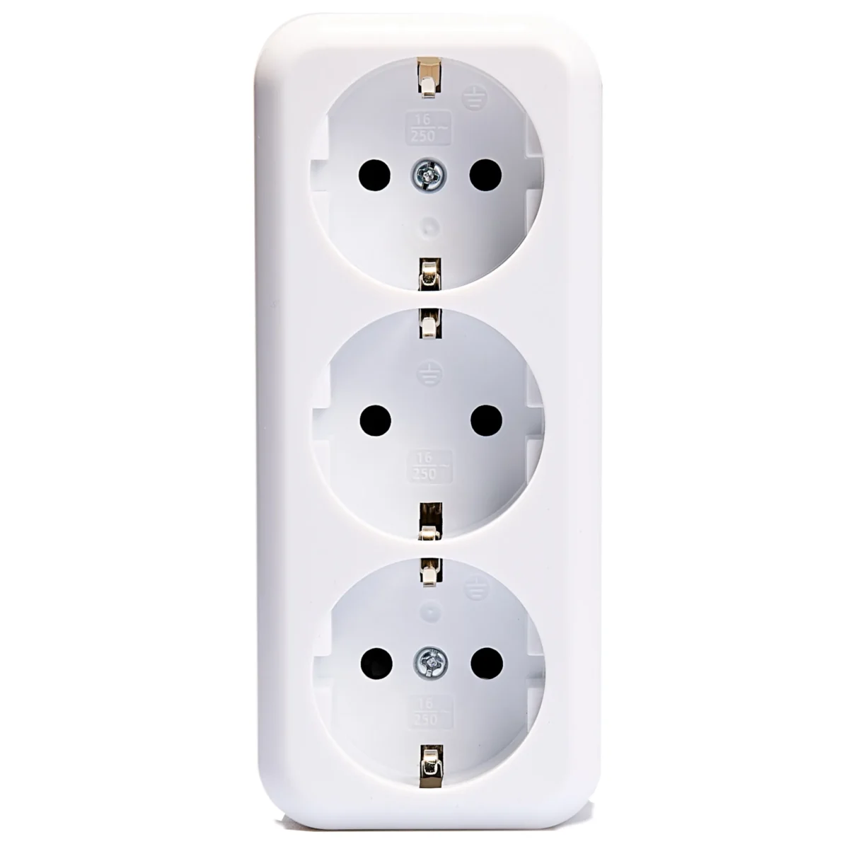 Schutzkontakt-Steckdose 3-fach McPower "Finery", 250V/16A, AP, Einsteckschutz, weiß – Bild 1