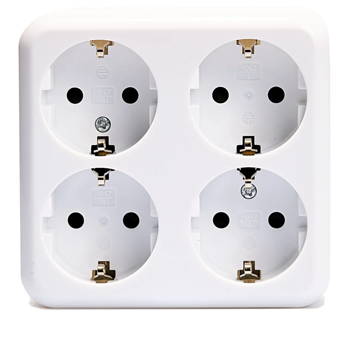 Schutzkontakt-Steckdose 4-fach McPower "Finery", 250V/16A,AP,Einsteckschutz,weiß – Bild 1
