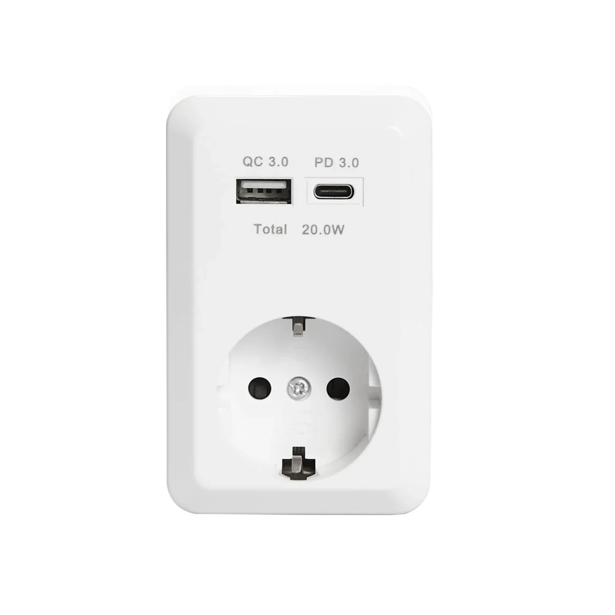 Schutzkontakt-Steckdose McPower "Finery", 250V/16A, 1x USB-C mit PD20W + 1x USB-A – Bild 1