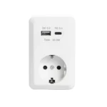 Schutzkontakt-Steckdose McPower "Finery", 250V/16A, 1x USB-C mit PD20W + 1x USB-A