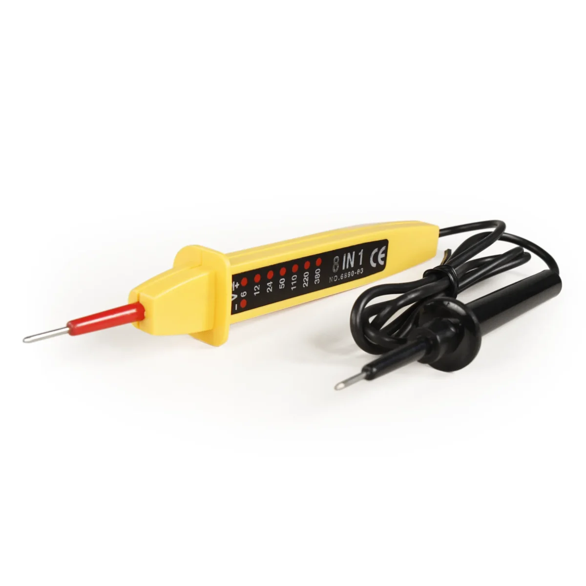 Spannungsprüfer McPower, 0-500V, LEDs für 6/12/24/50 V=, 110/220/400 V~ – Bild 1