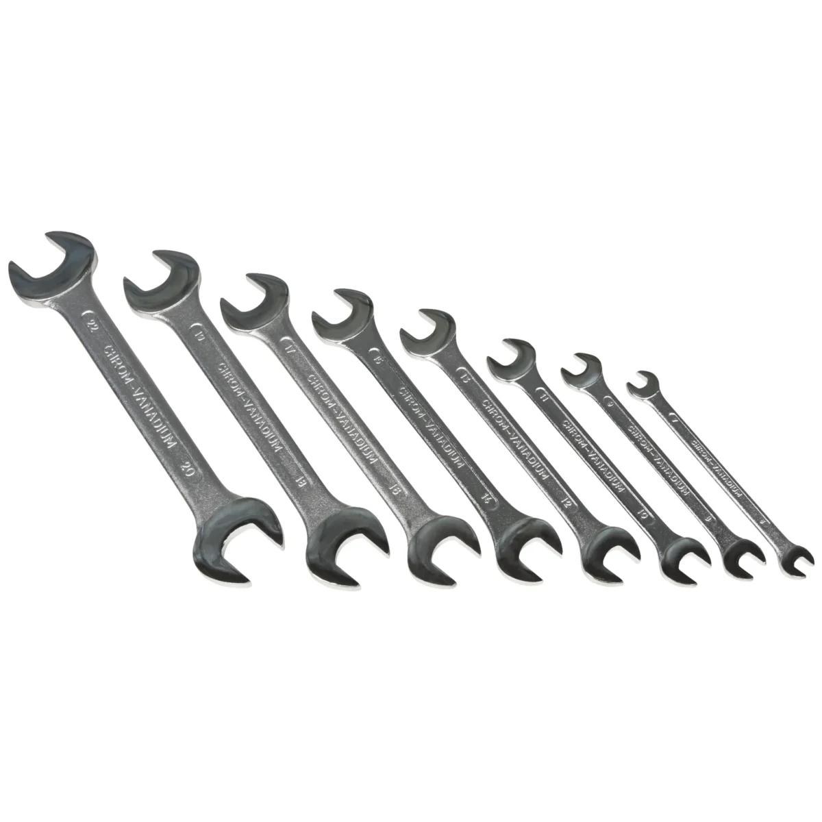 Doppel-Gabelschlüsselsatz, 6-22mm, 8-tlg., Chrom-Vanadium – Bild 1