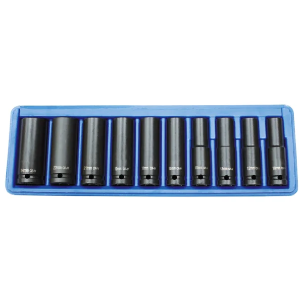 Schlagschraubereinsätze, tiefe Ausführung, 1/2", 10-tlg.