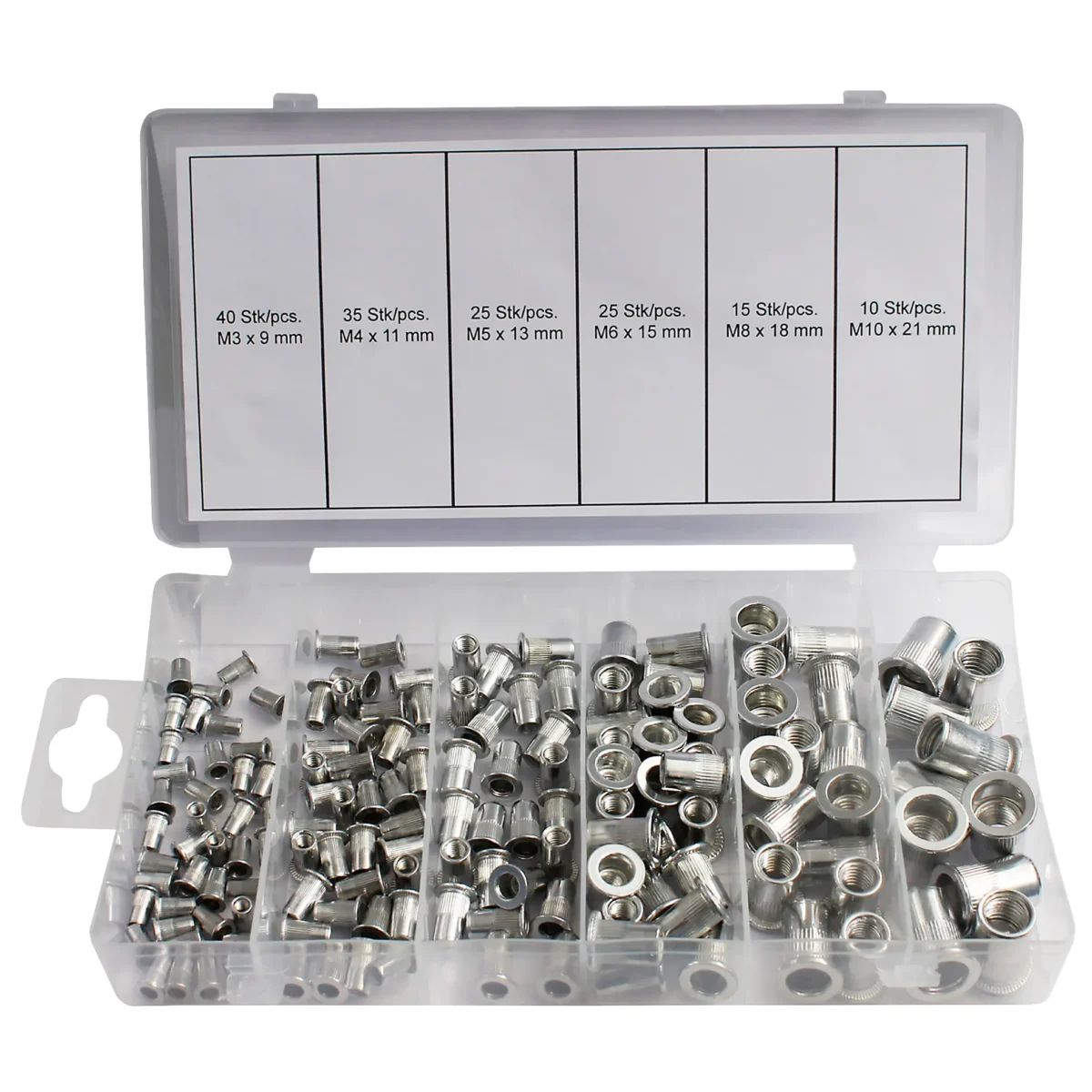 Nietmuttern-Sortiment, Aluminium, 150-teilig – Bild 1
