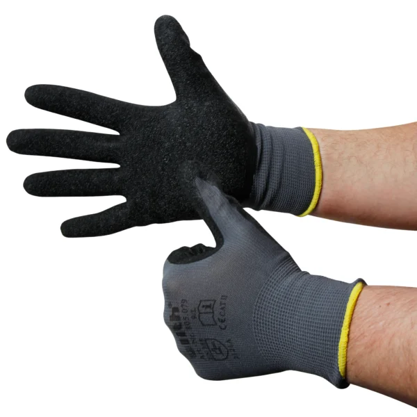 Montage-Feinstrickhandschuhe, Größe 8/M, grau, 13G-Trägermaterial, Latex