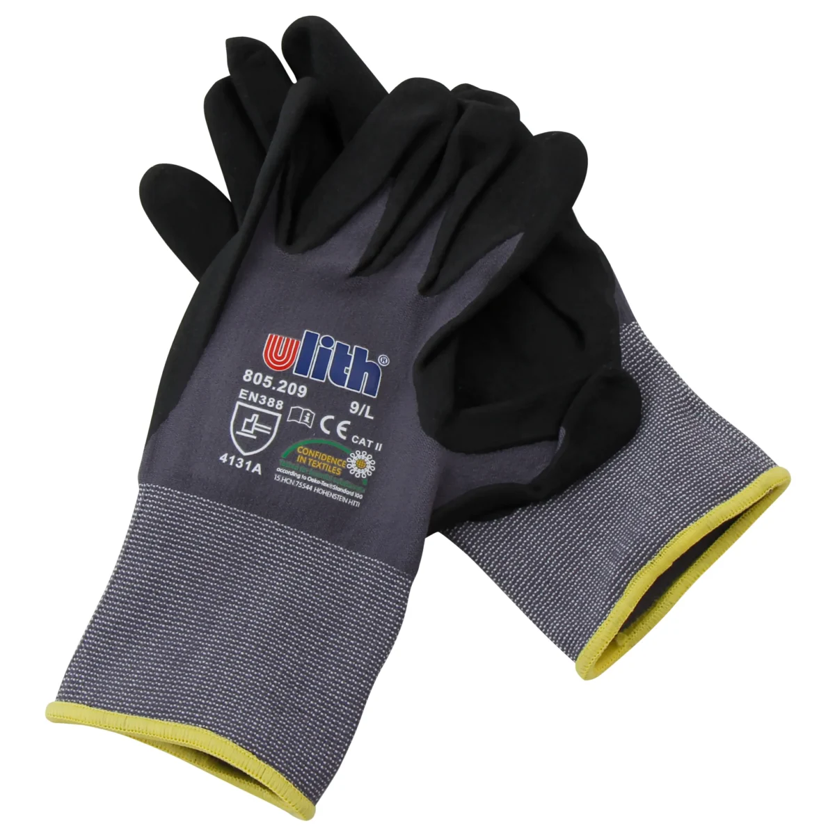 Montage-Feinstrickhandschuhe, Größe 8/M, grau, 13G-Trägermaterial, Kautschuk – Bild 2