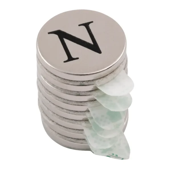 Neodymiummagnet-Set 8 Stück  Ø12 x 1,5 mm mit Klebeseite