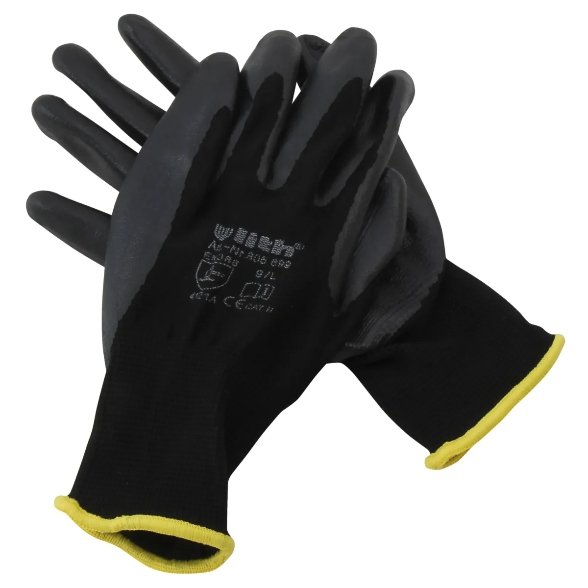 Montage-Feinstrickhandschuhe, Größe 11/XXL, schwarz, 13G-Trägermaterial, Nitril – Bild 2