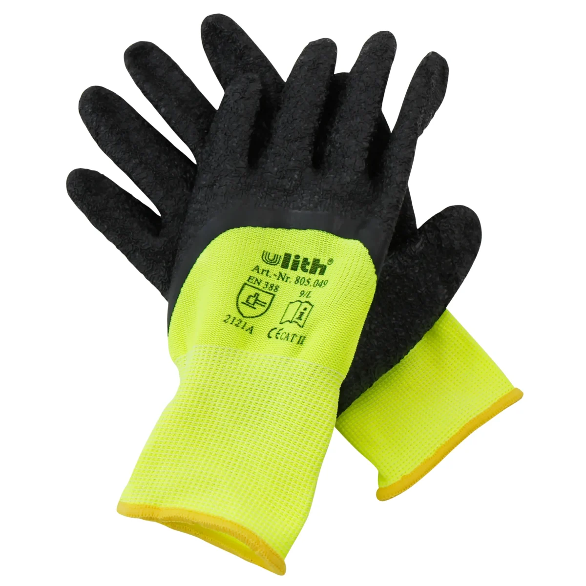 Montage-Feinstrickhandschuhe, Größe 11/XXL, gelb, 13G-Trägermaterial, Latex – Bild 2