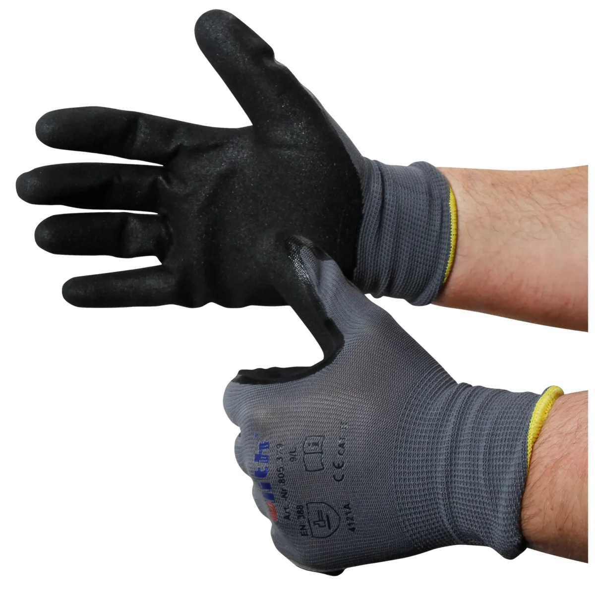 Montage-Feinstrickhandschuhe, Größe 11/XXL, grau, 13G-Trägermaterial, Nitril – Bild 1