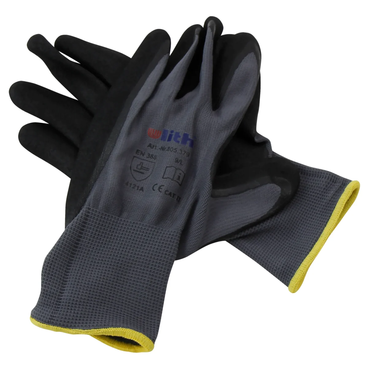 Montage-Feinstrickhandschuhe, Größe 11/XXL, grau, 13G-Trägermaterial, Nitril – Bild 2