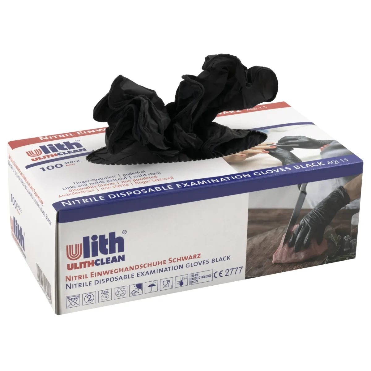 Einweghandschuhe Nitril, 100 Stück, Größe S, schwarz – Bild 2