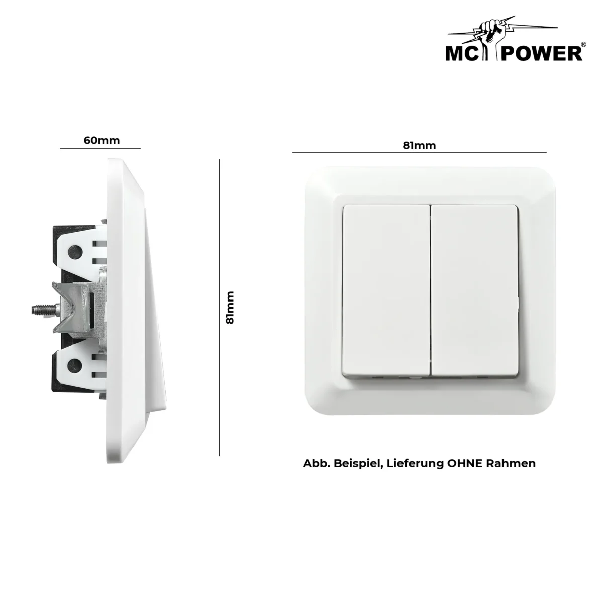 Serien-Schalter McPower "Cup" 2-fach, 250V~/10A, UP, weiß – Bild 4