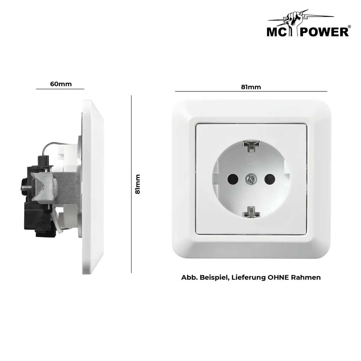 Schutzkontakt-Steckdose McPower "Cup" 250V~/16A, UP, Einsteckschutz, weiß – Bild 4