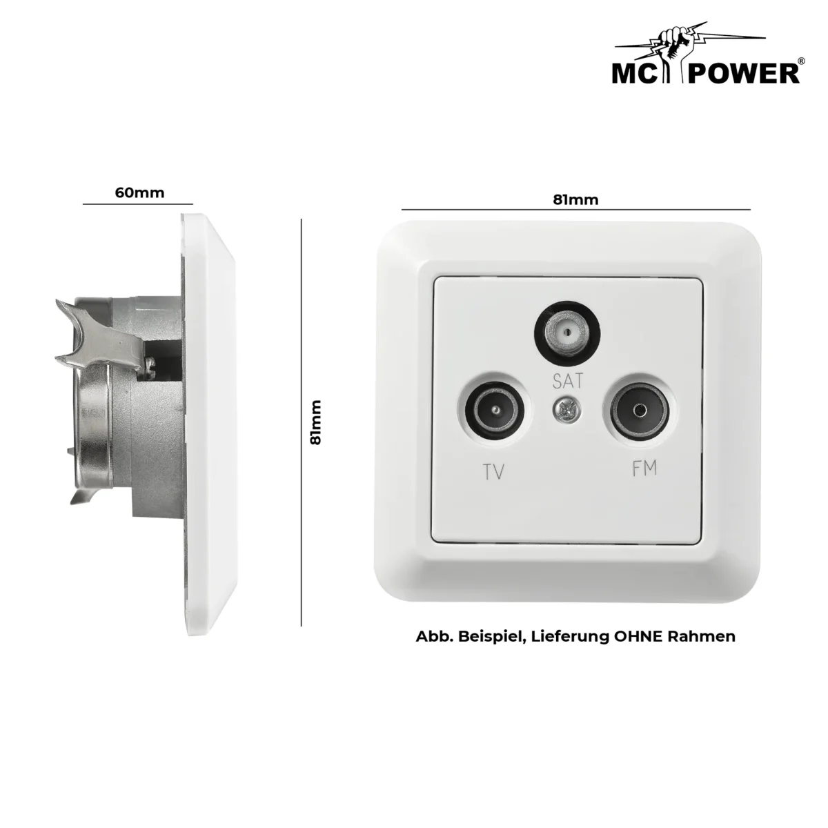 Antennendose McPower "Cup" für TV, Radio und Sat, UP, weiß – Bild 3