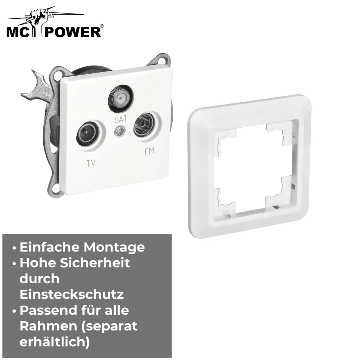 Antennendose McPower "Cup" für TV, Radio und Sat, UP, weiß – Bild 4