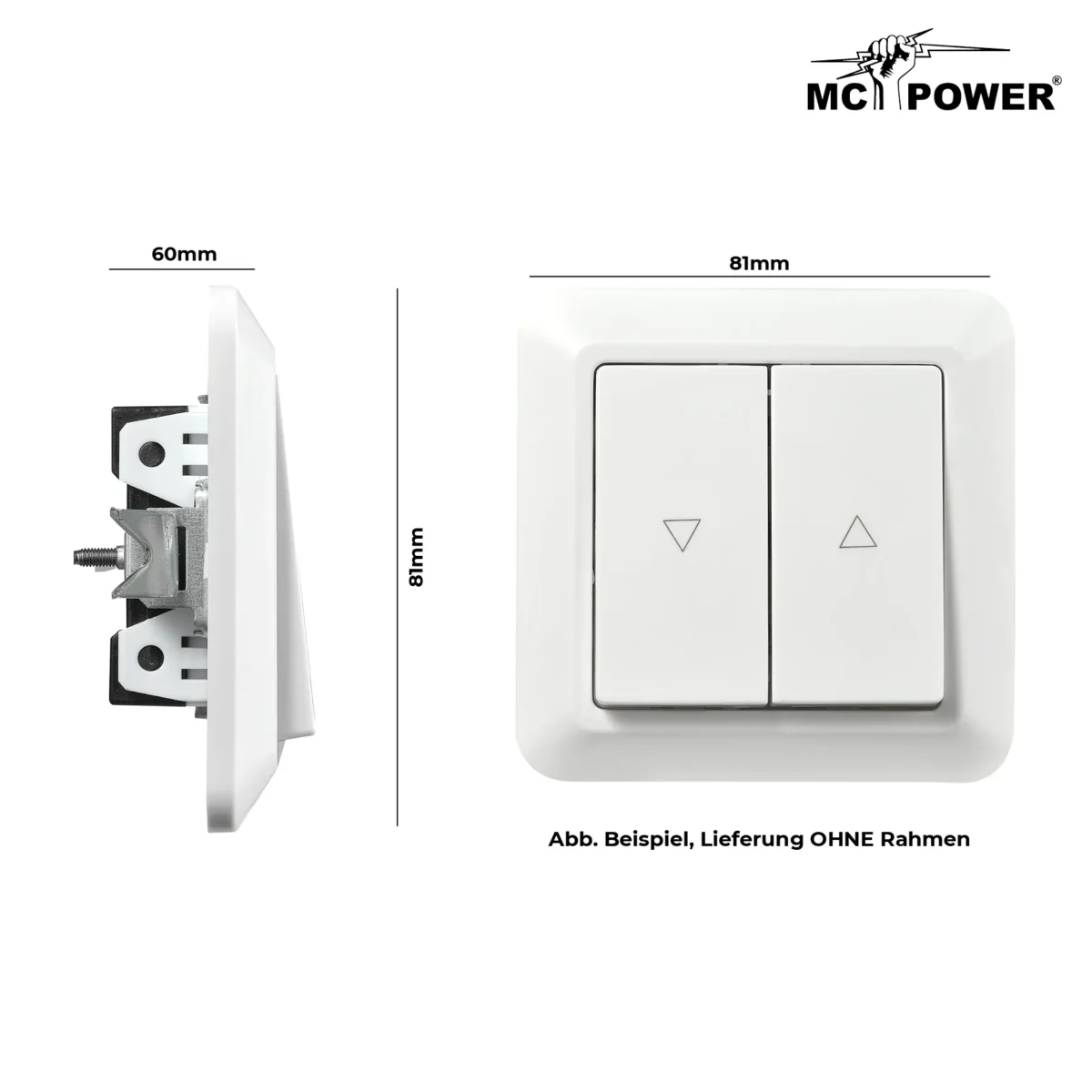 Jalousie-Taster McPower "Cup" Hoch und Runter, 250V~/10A, UP, weiß – Bild 3