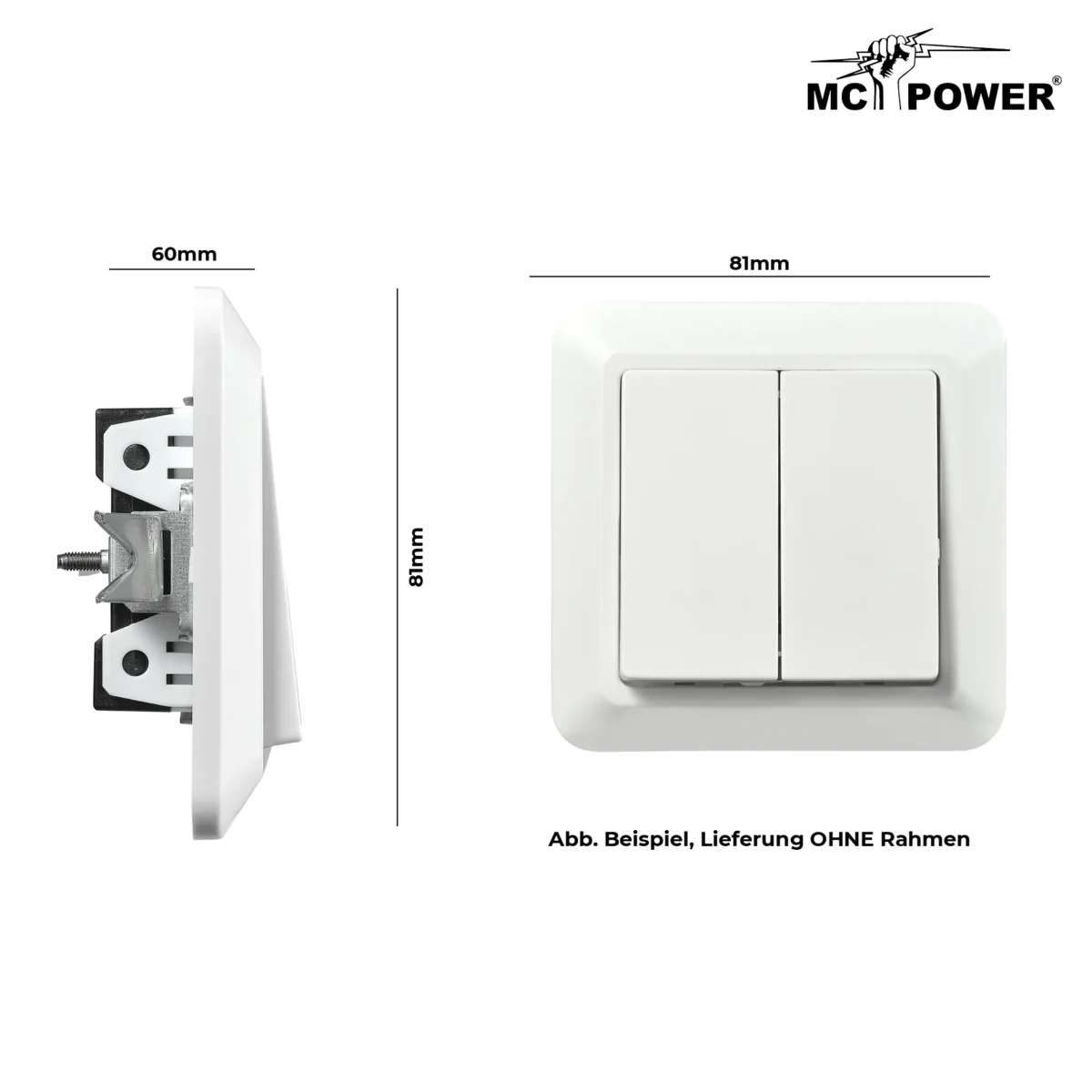 Wechselschalter McPower "Cup" 2-fach, 250V~/10A, UP, weiß – Bild 4