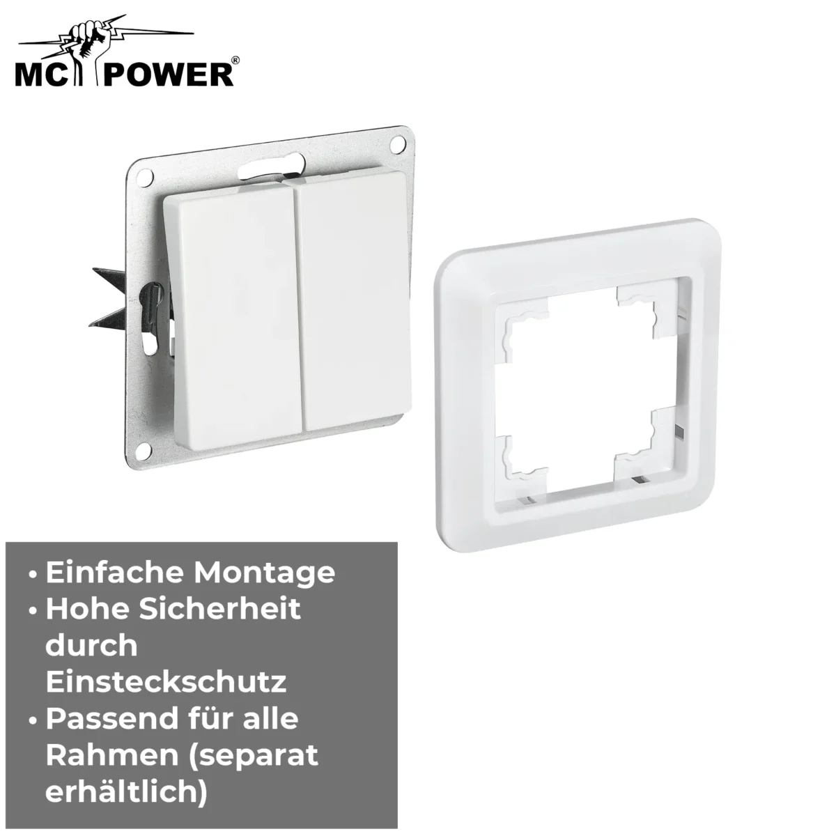 Wechselschalter McPower "Cup" 2-fach, 250V~/10A, UP, weiß – Bild 5