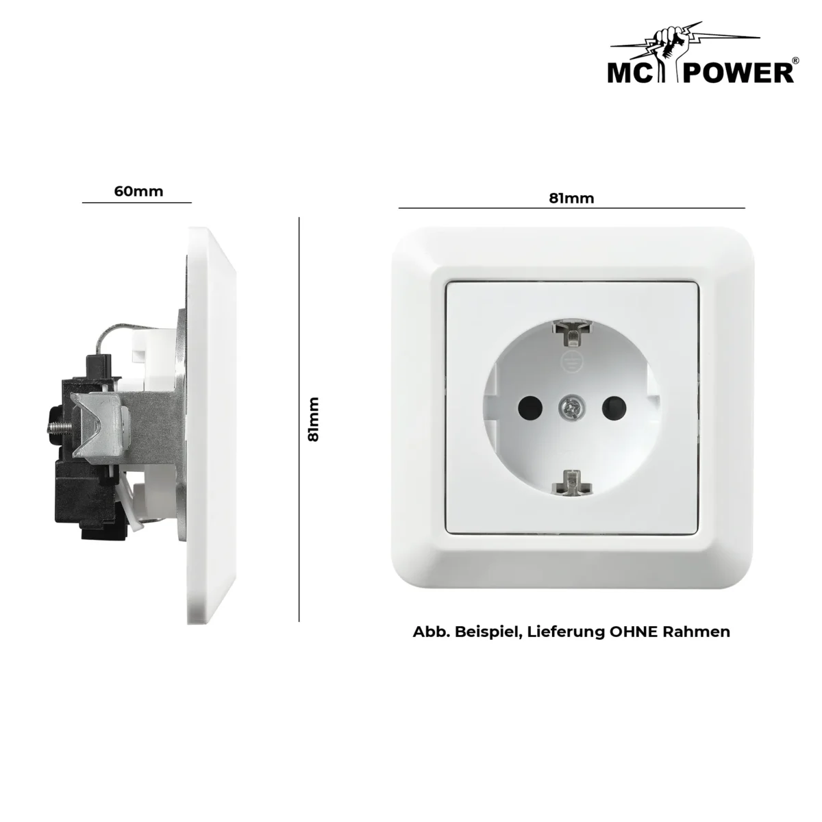 Schutzkontakt-Steckdose McPower "Cup", 250V~/16A, UP, Steckanschluss, weiß – Bild 4