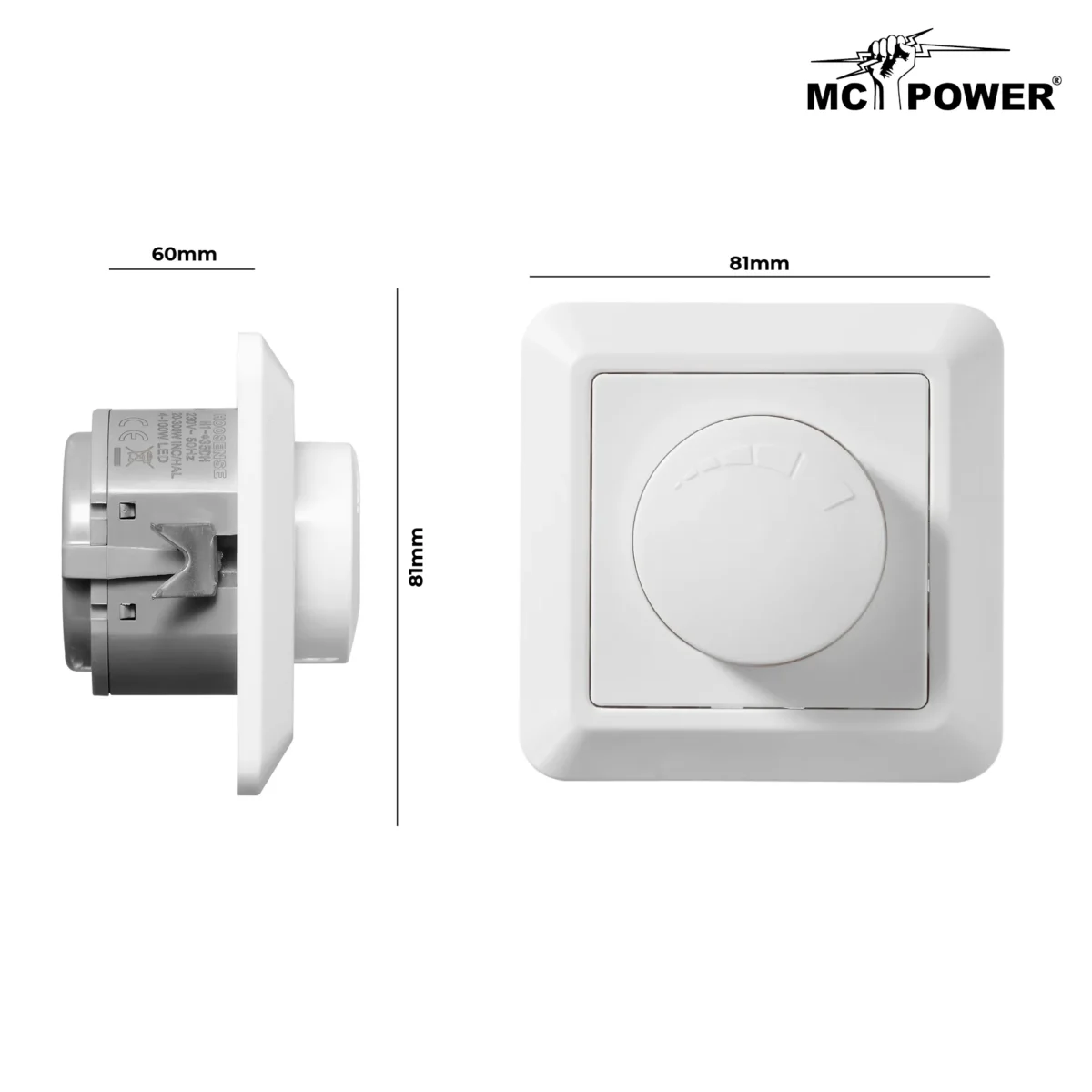 LED-Dimmer für elektronische Trafos McPower "Cup" 250V/300W, UP, Memory-Funktion – Bild 3