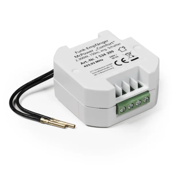 Funk-Empfänger McPower "Comfort" max. 2300W, max. 70m, ergänzt einen Schalter