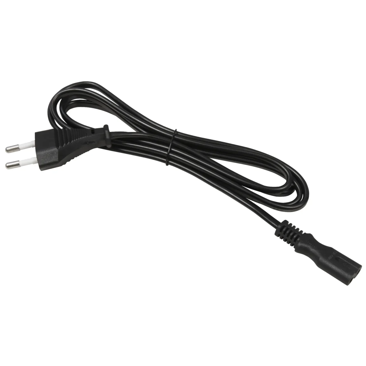 Euro-Netzkabel mit Doppelnutstecker, 1,5m, 0,75mm², schwarz – Bild 2