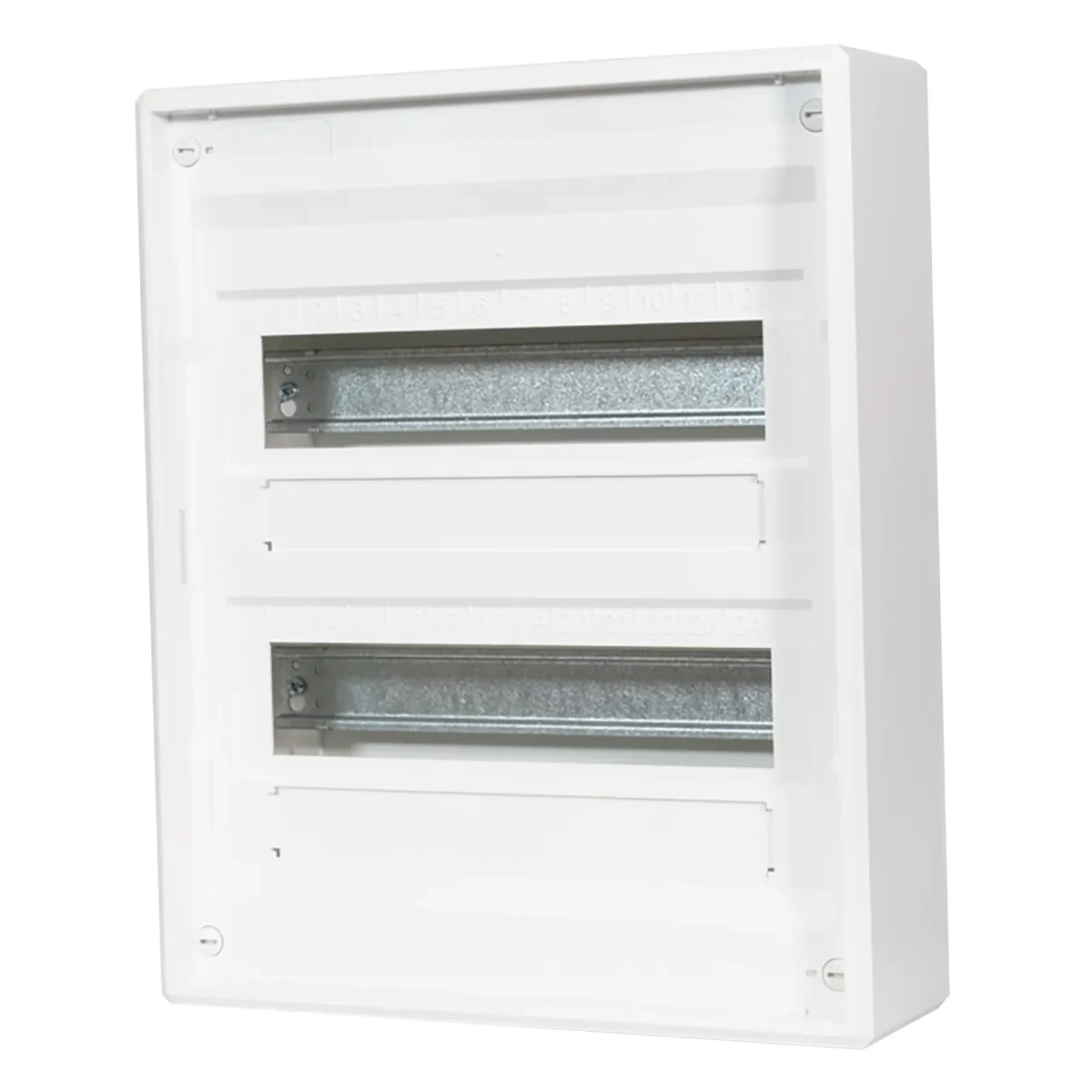 Aufputz Kleinverteiler, 2-reihig, 24+4 Module, Steckklemme PE/N, ohne Tür – Bild 1