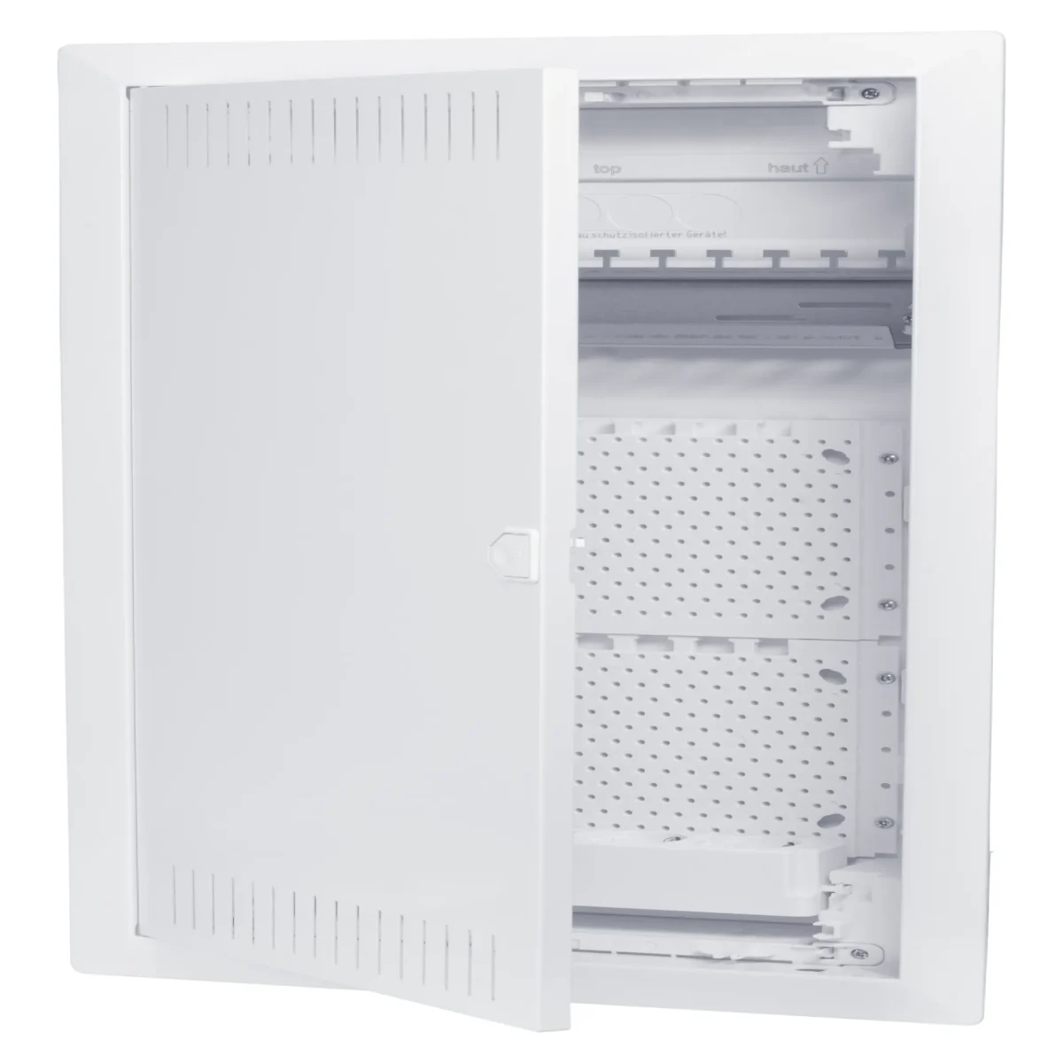 HW/UP Kommunikationsverteiler, 3-reihig, Montageplatte, 3-fach Steckdose – Bild 5
