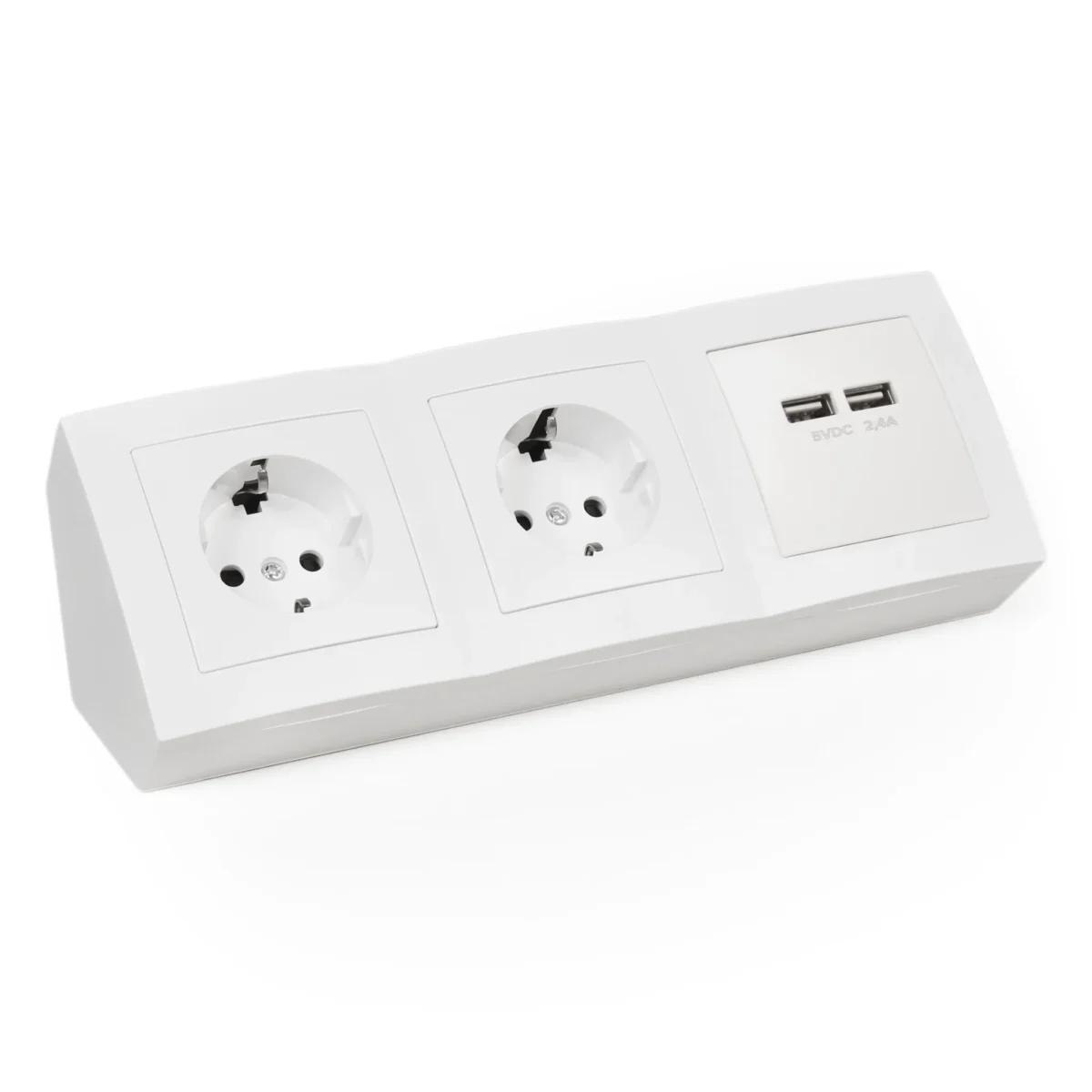 Steckdosenblock McPower "Flair" Aufbau, weiß, 2-fach Schutzkontakt + 2x USB – Bild 1