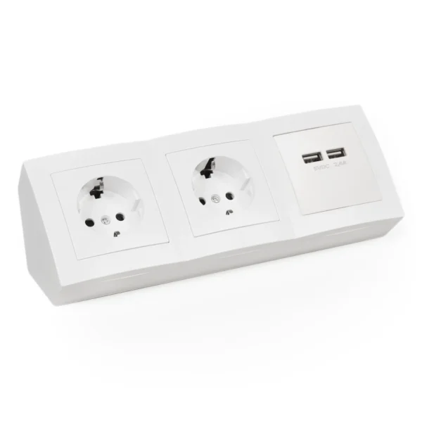 Steckdosenblock McPower "Flair" Aufbau, weiß, 2-fach Schutzkontakt + 2x USB