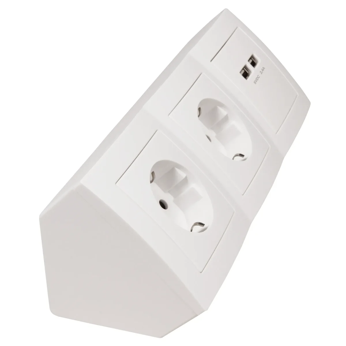 Steckdosenblock McPower "Flair" Aufbau, weiß, 2-fach Schutzkontakt + 2x USB – Bild 3