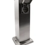 Außensteckdose 2-Fach, IP44, Edelstahl V2A, 127x127x300mm, 3680W/ 16A – Bild 2
