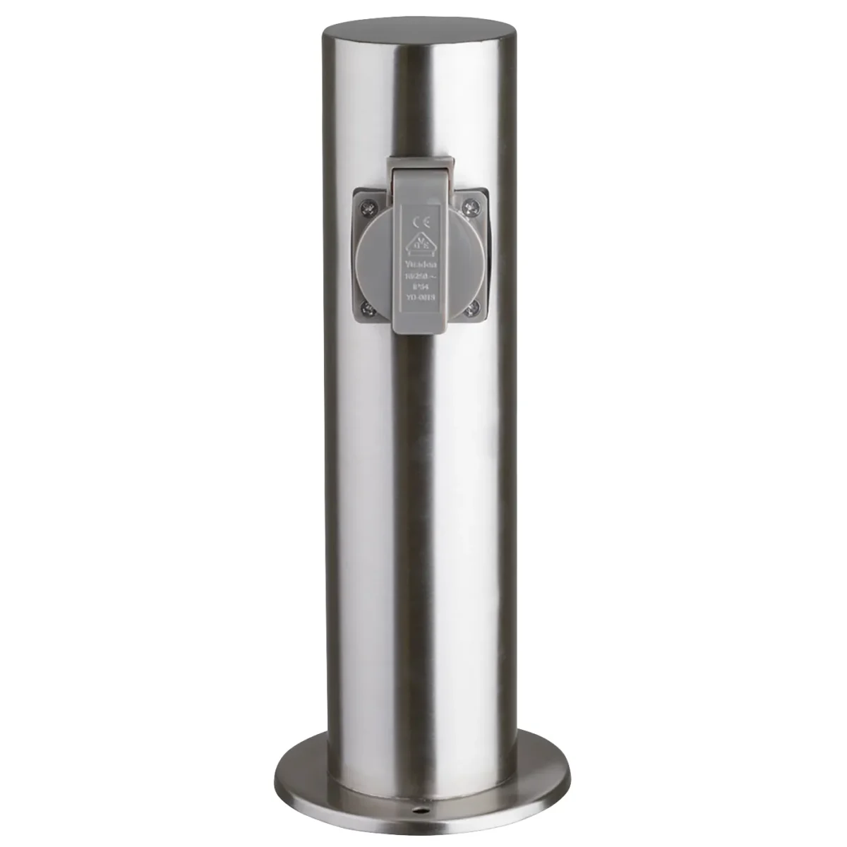 Außensteckdose 2-Fach, IP44, Edelstahl V2A, Ø118x300mm, 3680W/ 16A – Bild 1
