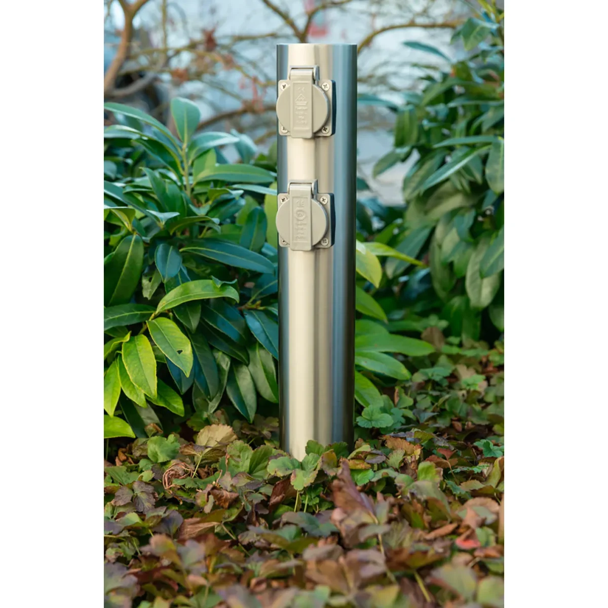 Außensteckdose 4-Fach, IP44, Edelstahl V2A, Ø118x470mm, 3680W/ 16A – Bild 3