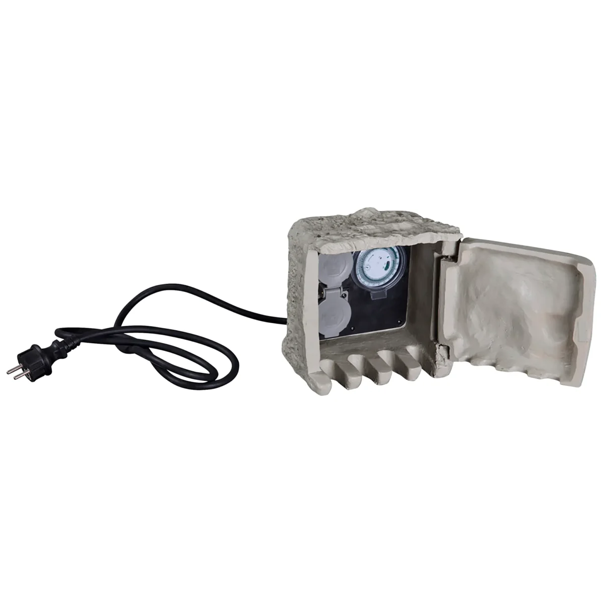 Außensteckdose 2-Fach, Schaltzeituhr, IP44, stein optik, 3680W, 16A – Bild 2