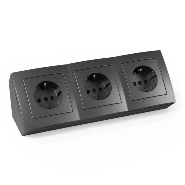 Steckdosenblock McPower "Flair" 250V~/16A, Aufbau, Anthrazit, 3-fach Steckdose