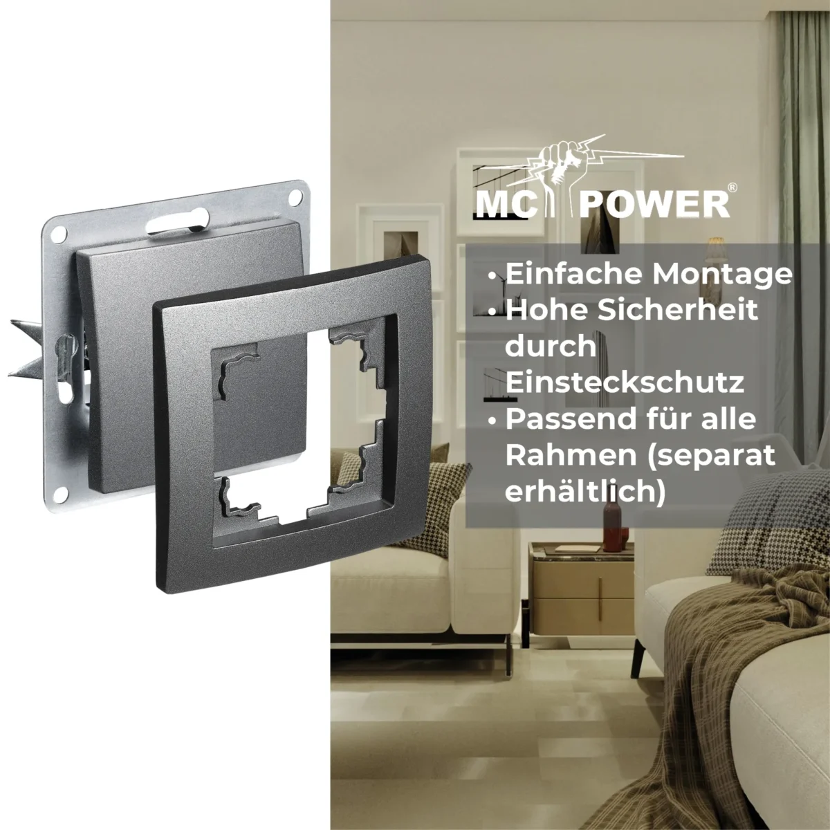 Wechselschalter McPower "Flair", 250V~/10A, UP, anthrazit – Bild 4
