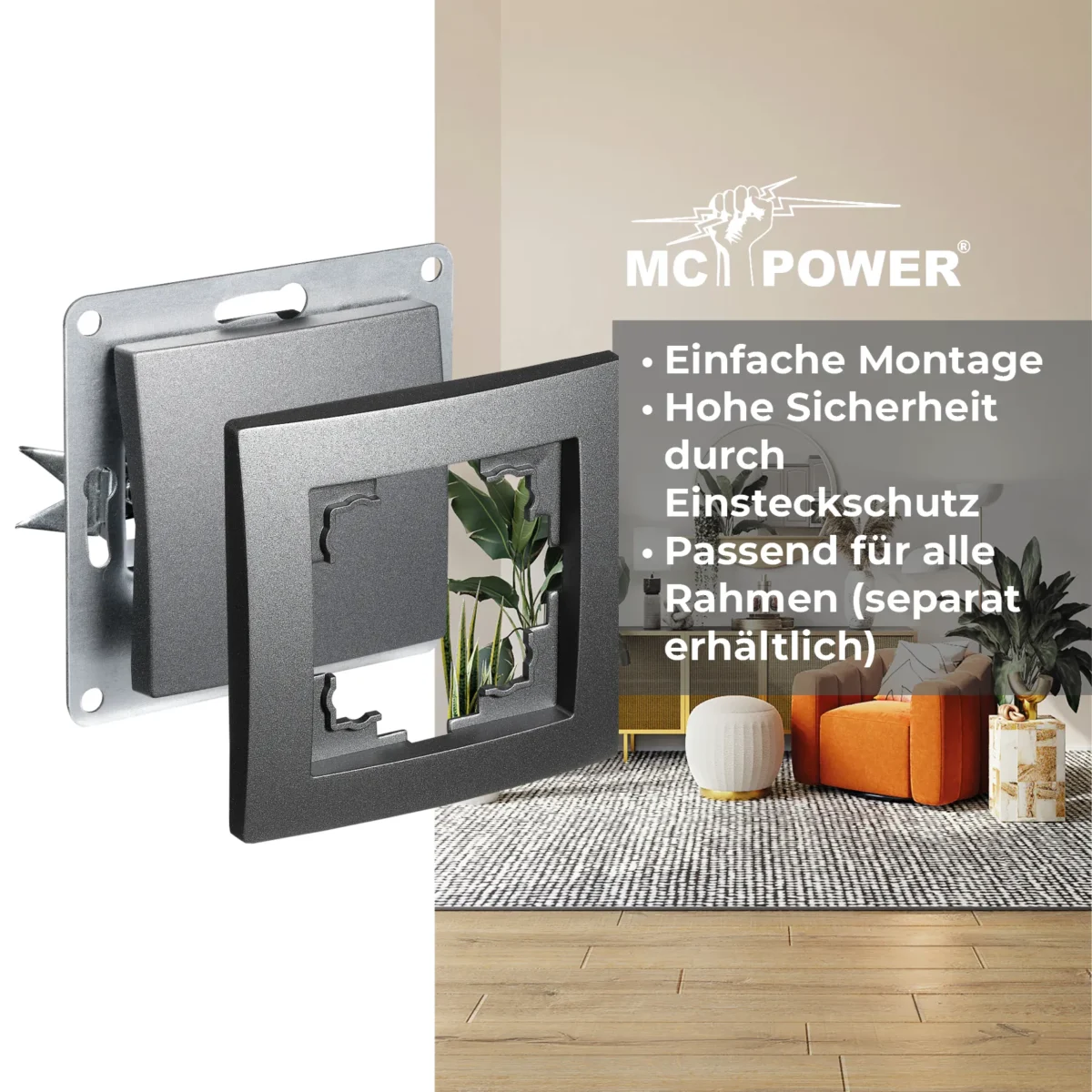 Taster McPower "Flair", 250V~/10A, UP, anthrazit – Bild 4
