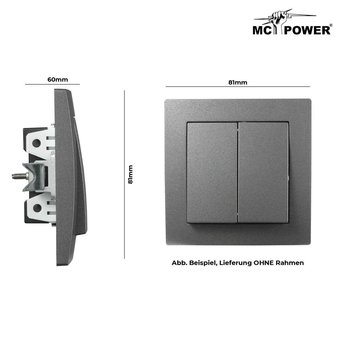 Serien-Schalter McPower "Flair", 2-fach, 250V~/10A, UP, anthrazit – Bild 3